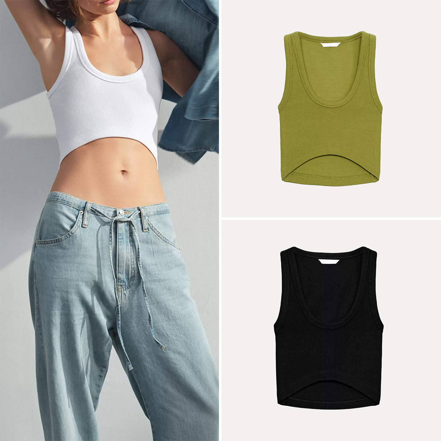 Summer Clothing Options - Top Corto sin Mangas con Cuello