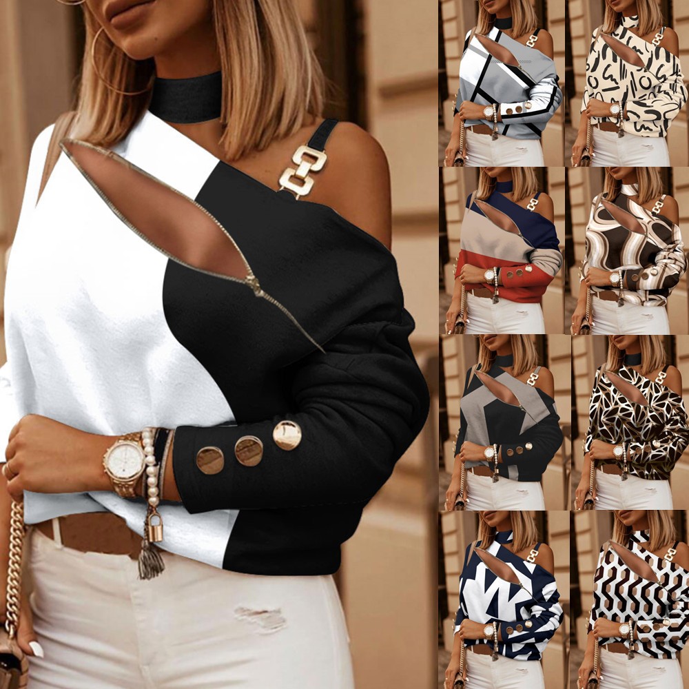 Off Shoulder Blouse - Blusa de Mujer con Hombros Descubiertos,