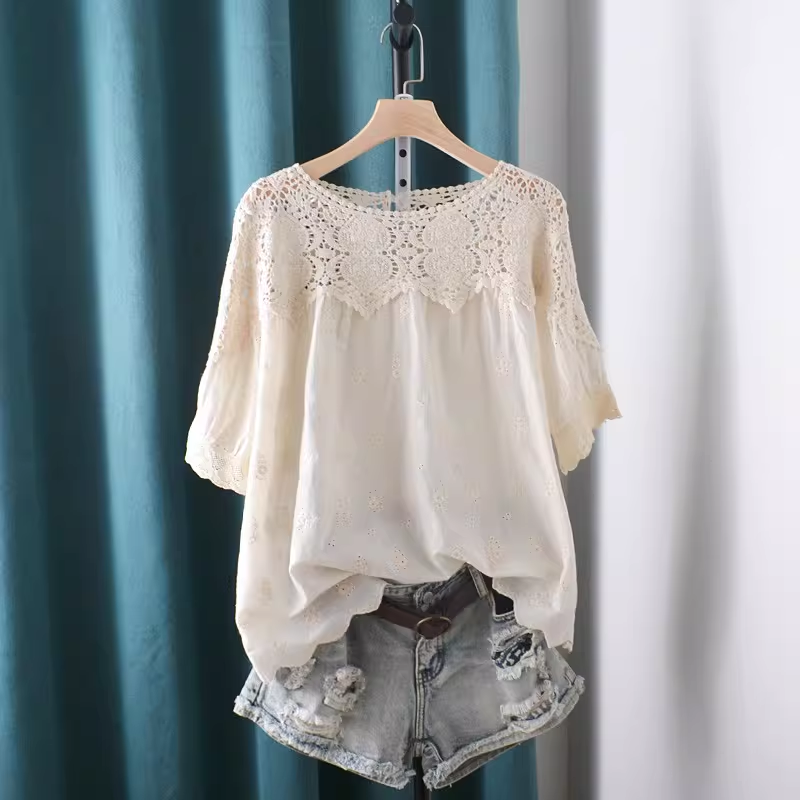 Summer Clothing Japan - Camisas y Blusas con Encaje Calado