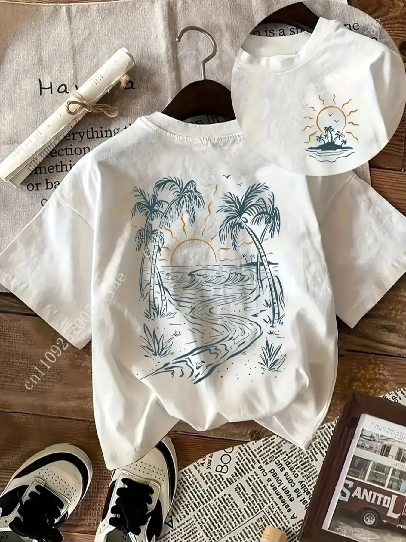 Summer Quilt - Camiseta de cuello redondo con estampado