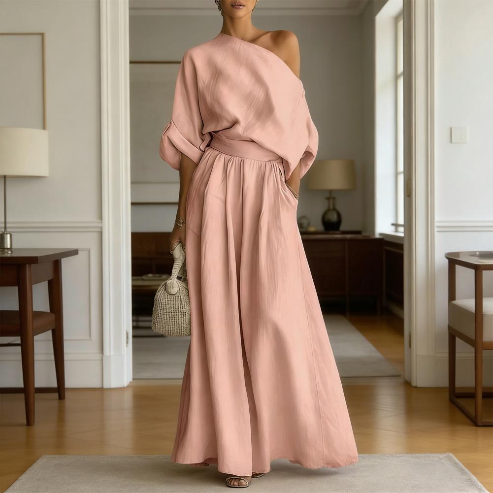 Off Shoulder Blouse - Conjunto de blusa y pantalones para