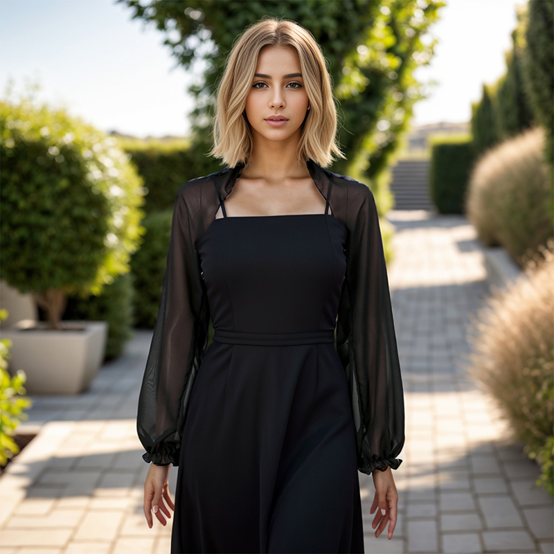 Off Shoulder Blouse - Chal de gasa de Color sólido,