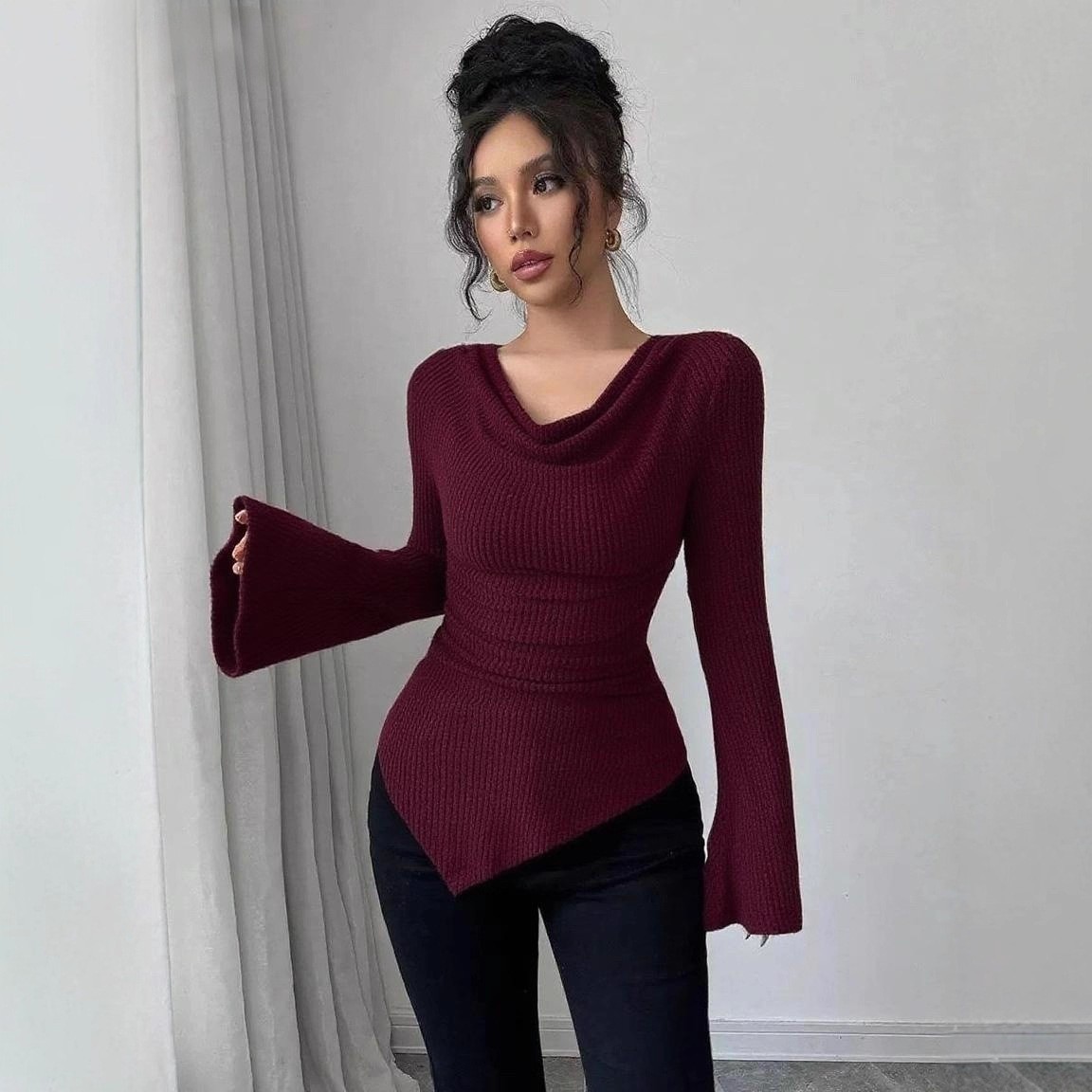 Blusa de mujer de manga larga  - Off Shoulder Blouse reseña y precio