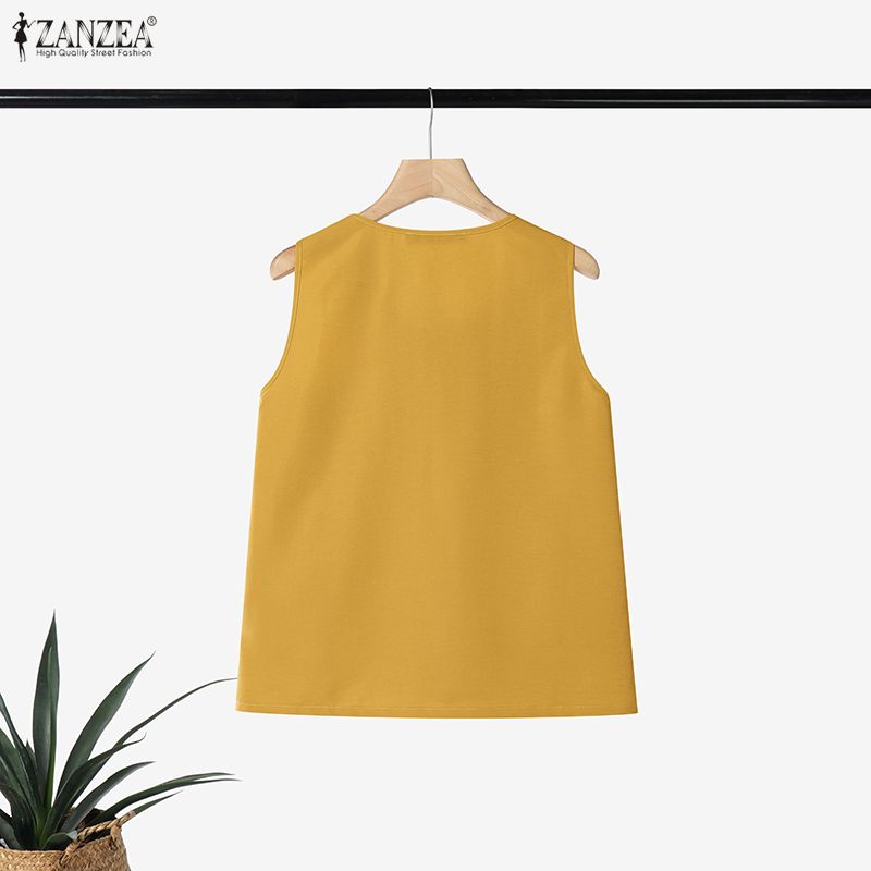ZANZEA-Top sin mangas con vola - Summer Clothing Plus Size Women reseña y precio
