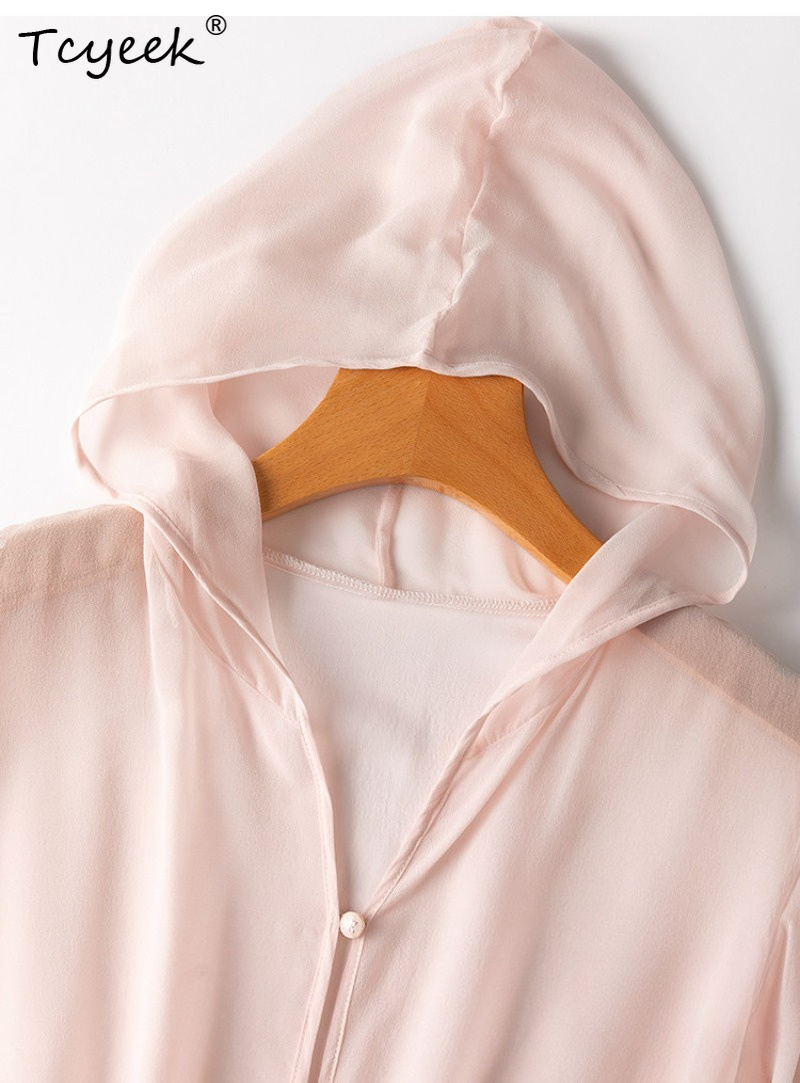Tcyeek-Tops de seda de morera  - Summer Clothing Tops reseña y precio