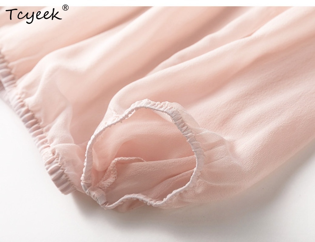 Tcyeek-Tops de seda de morera  - Summer Clothing Tops reseña y precio