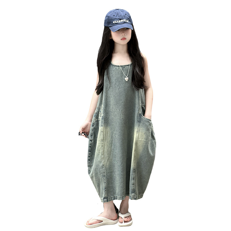 Vintage azul niños niñas alta  - Summer Clothing Girl reseña y precio